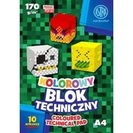 Blok techniczny kolorowy A4 10 kartek Pixel