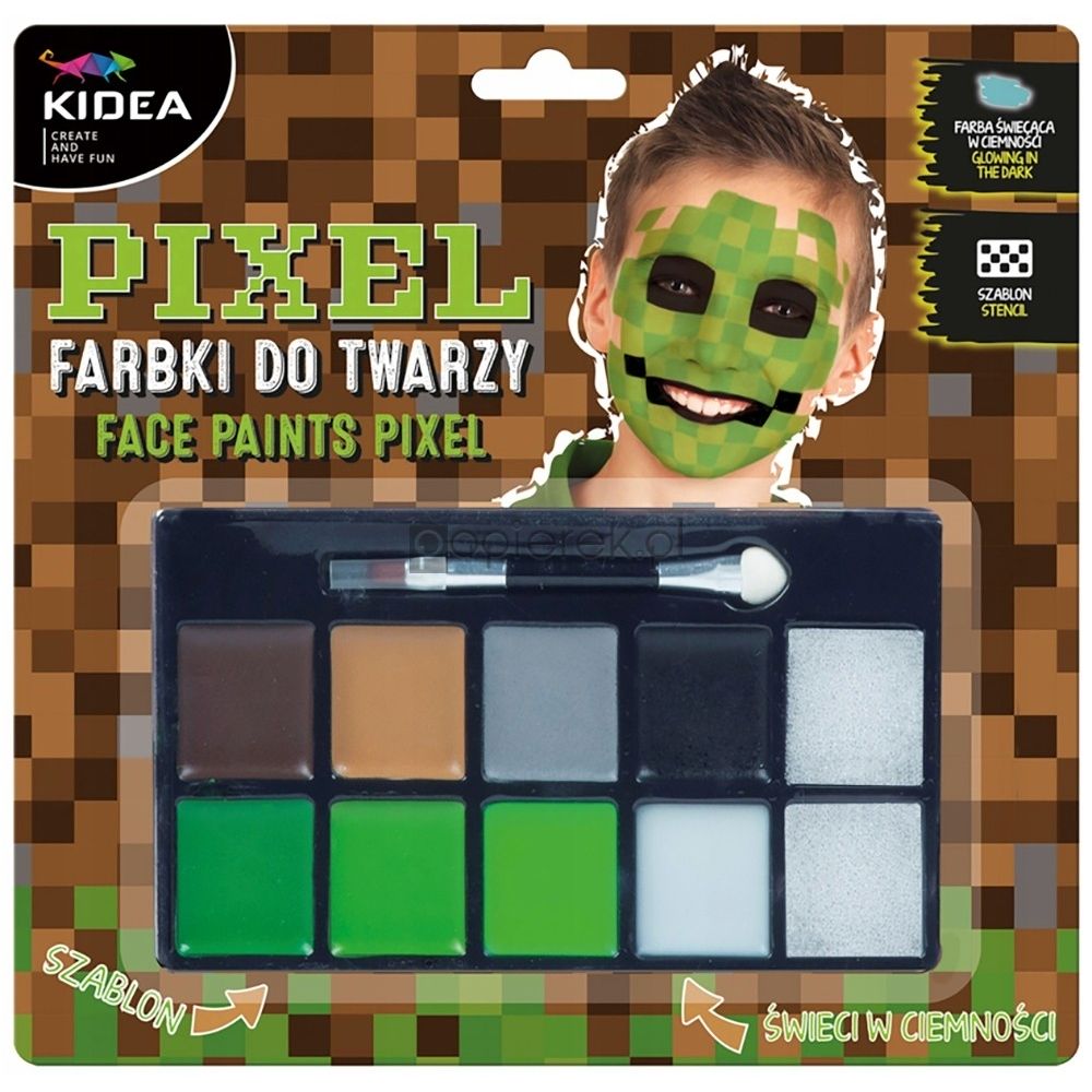 Farby do twarzy Pixel świecące w ciemnościi Kidea