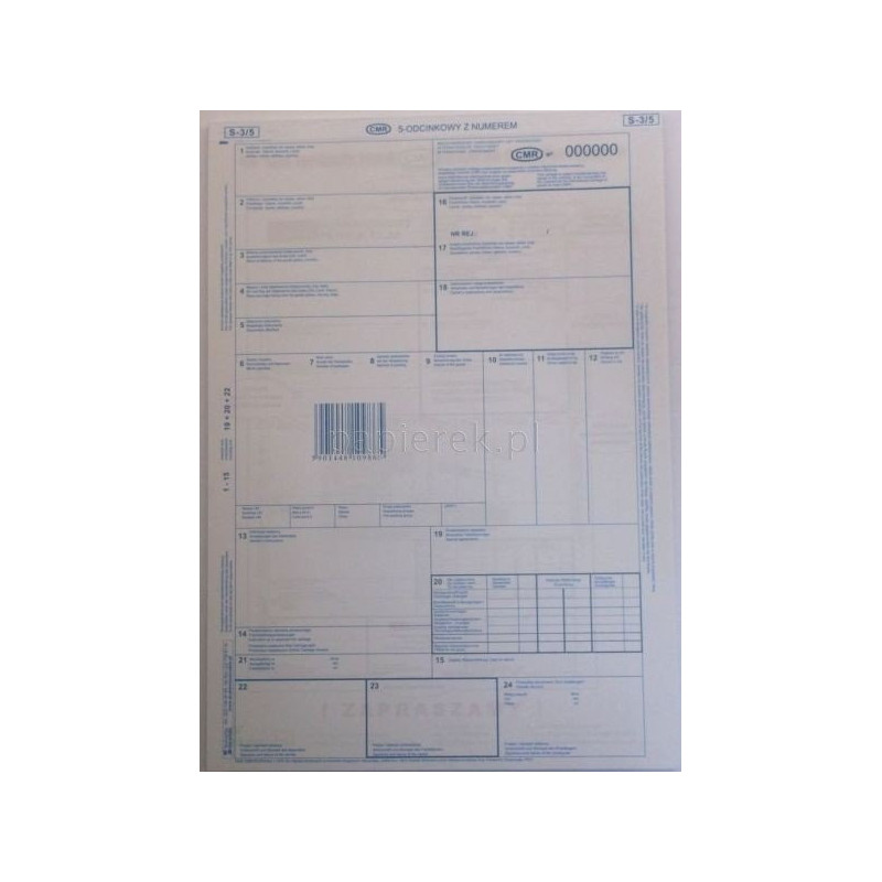 LIST PRZEWOZOWY CMR 5-ODC NUMEROWANY