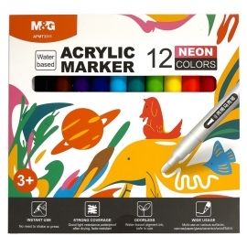 Markery akrylowe 12 kolorów Neon M&G