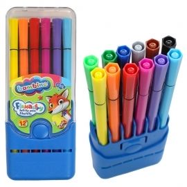 Flamastry 12 kolorów w pudełku plastikowym Bambino