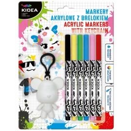 Markery akrylowe Kidea 6 kolorów z brelokiem do malowania