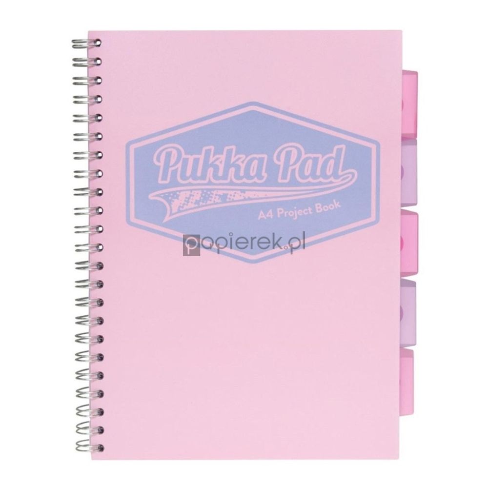 Kołozeszyt w kratkę A4 Project Book Pukka Pad pastel różowy 100k