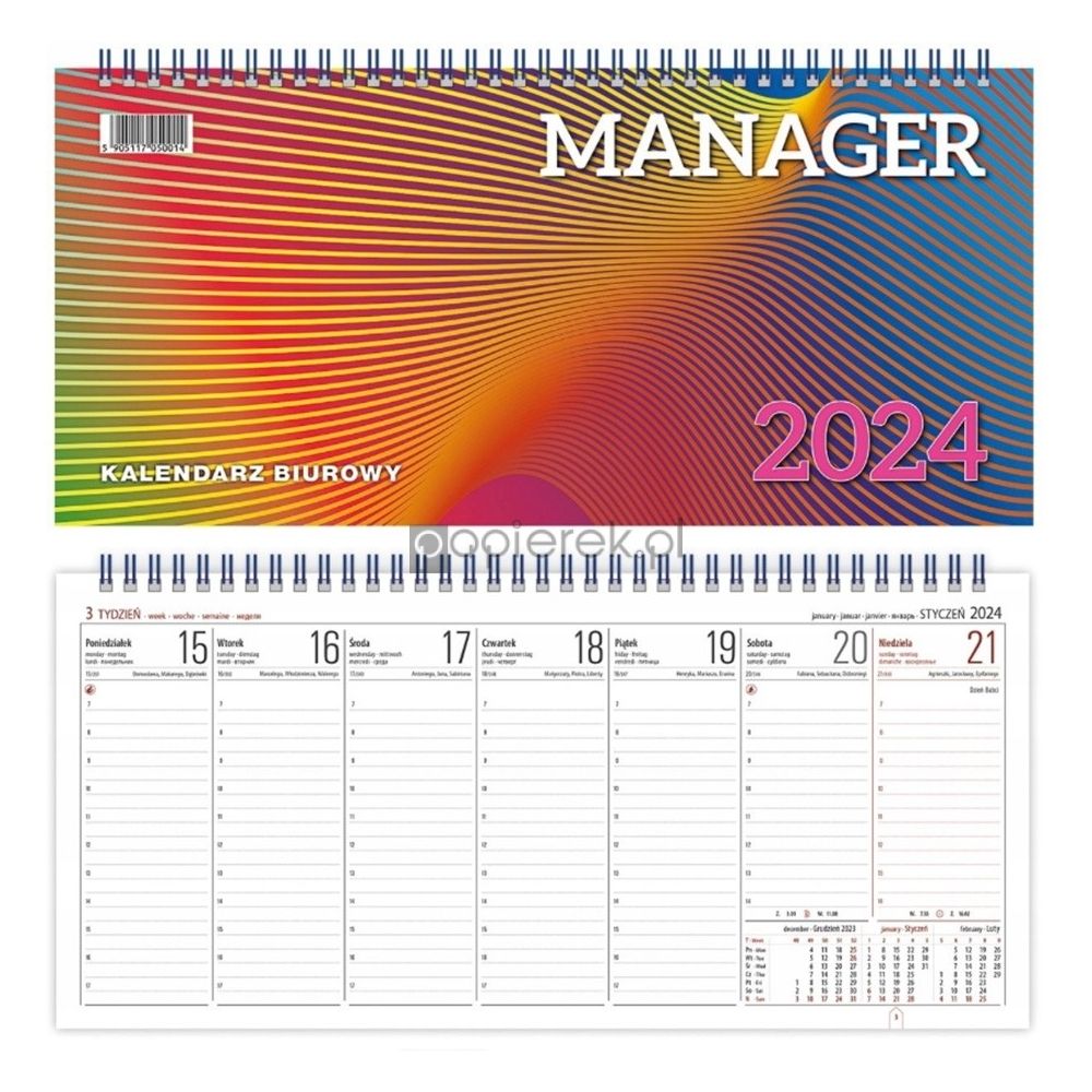 Kalendarz biurowy Manager 2023 leżący