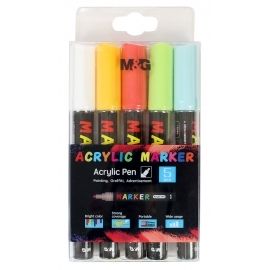 Markery akrylowe 5 kolorów 1-2 mm M&G