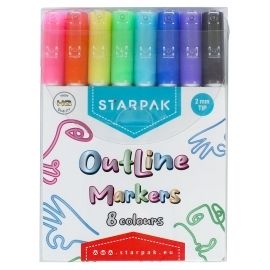 Markery konturowe metalic Starpak 8 kolorów