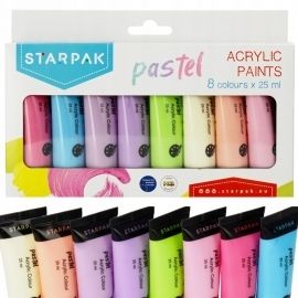 Farby akrylowe pastelowe 8 kolorów x 25 ml Starpak