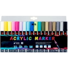Markery akrylowe 18 kolorów 1-2 mm M&G