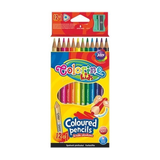Colorino Kids Kredki ołówkowe trójkątne 12 kol + 1