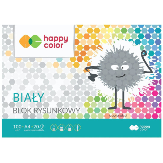 Blok rysunkowy A4 biały 20 ark Happy Color