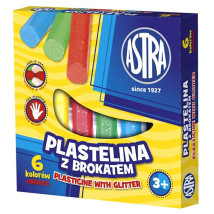 Plastelina z brokatem 6 kolorów Astra