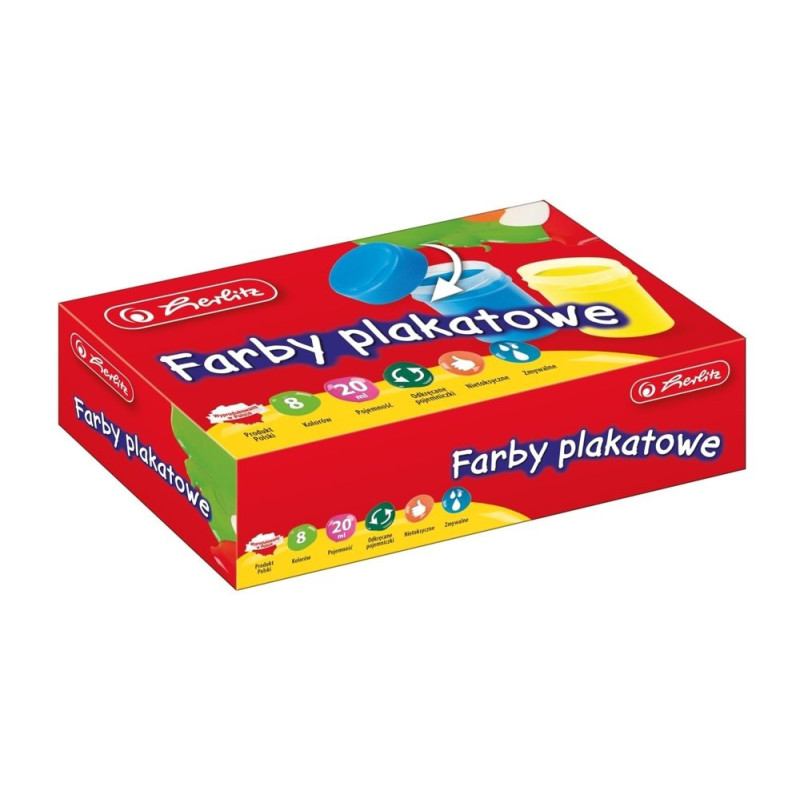 Farby plakatowe 8 kolorów 20ml HERLITZ