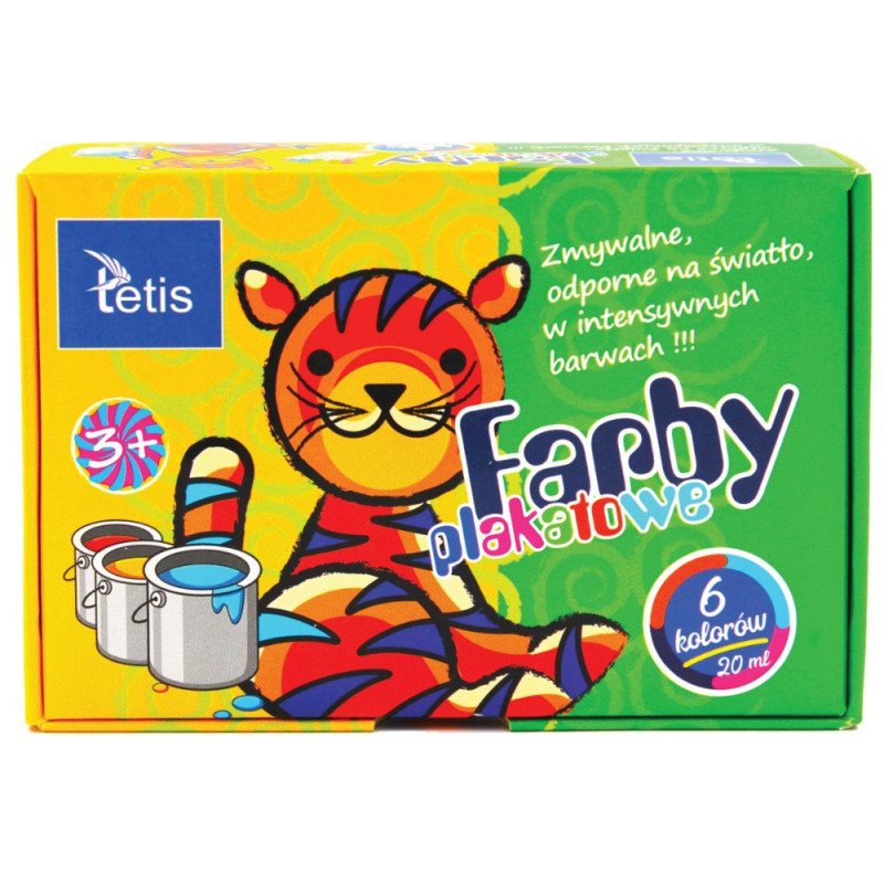 Farby plakatowe Tetis 6 kolorów 20 ml