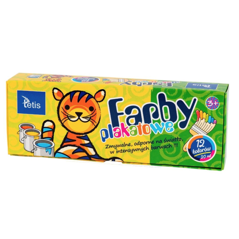 Farby plakatowe Tetis 12 kolorów 20ml