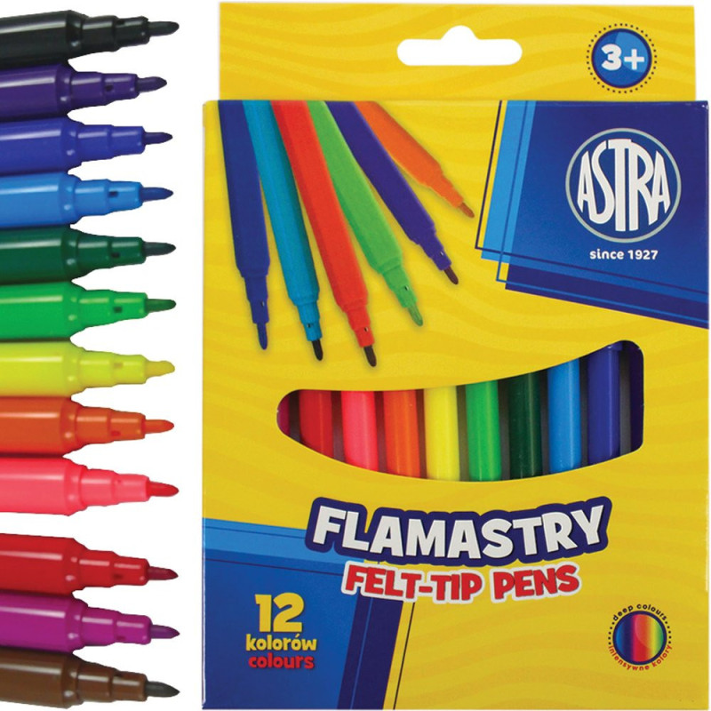 Flamastry pisaki mazaki Astra 12 kolorów
