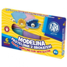 Modelina 6 kolorów pastelowa z brokatem ASTRA