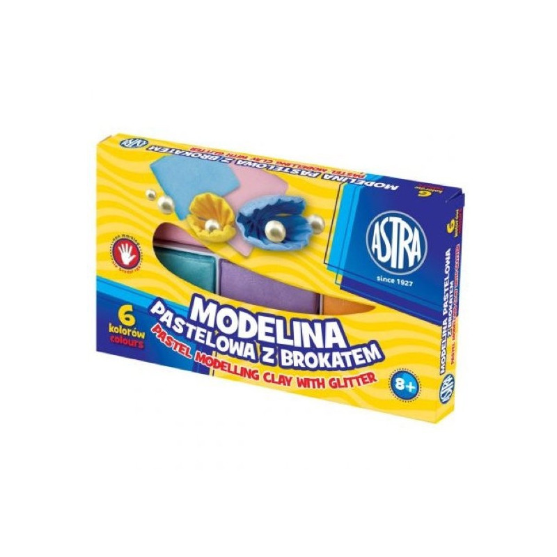 Modelina 6 kolorów pastelowa z brokatem ASTRA