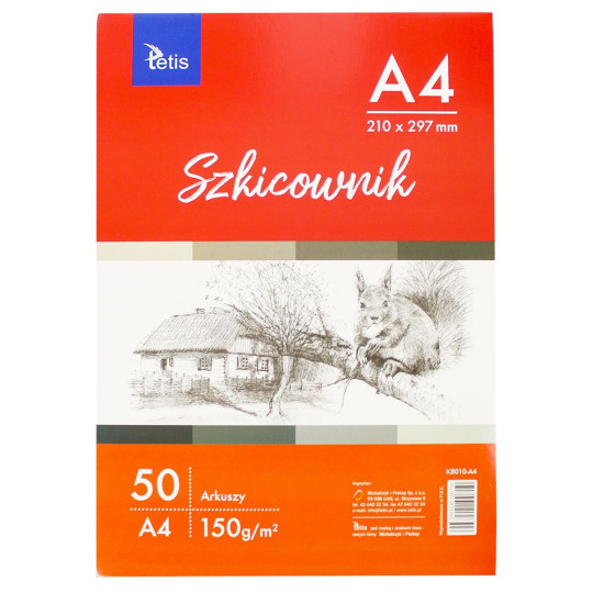 Blok szkicownik A4 150g 50 arkuszy Tetis