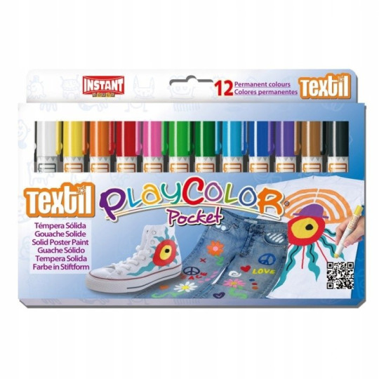 FARBY W SZTYFCIE PLAYCOLOR TEXTIL 12 KOLORÓW