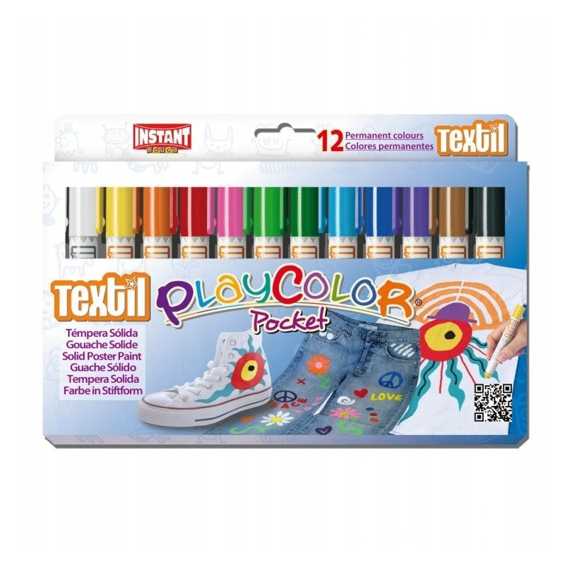 FARBY W SZTYFCIE PLAYCOLOR TEXTIL 12 KOLORÓW