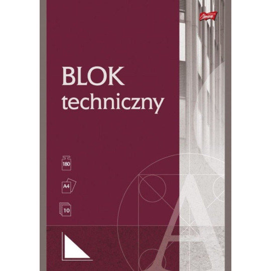 Blok techniczny A4 biały 10 kartek Unipap