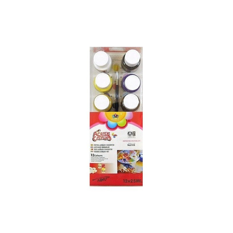 FARBY AKRYLOWE ACRYLIC 12 KOLORÓW 25ml
