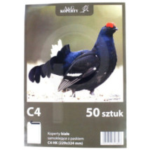 Koperty białe C4 samoklejące z paskiem, opakowanie 50 sztuk