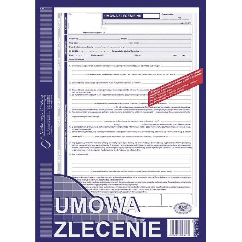 Umowa zlecenie Mipro A4 511-1U