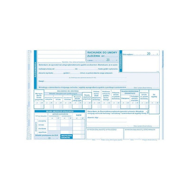 Rachunek do umowy zlecenia A5 511-3R