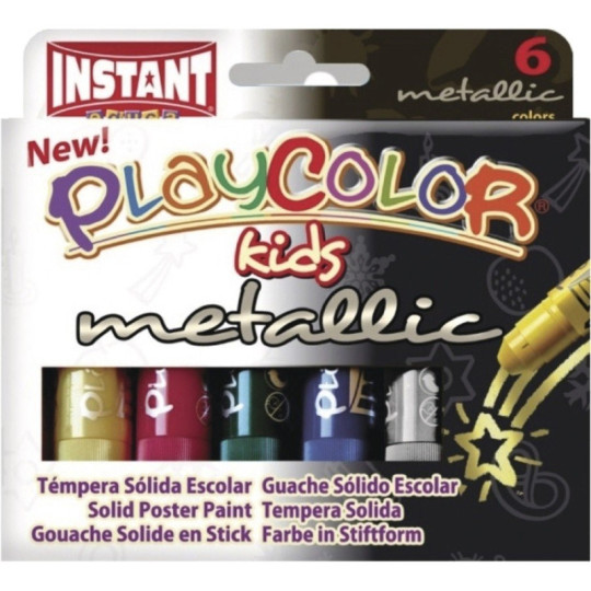 Farby tempera w sztyfcie Playcolor Metallic 6 kolorów