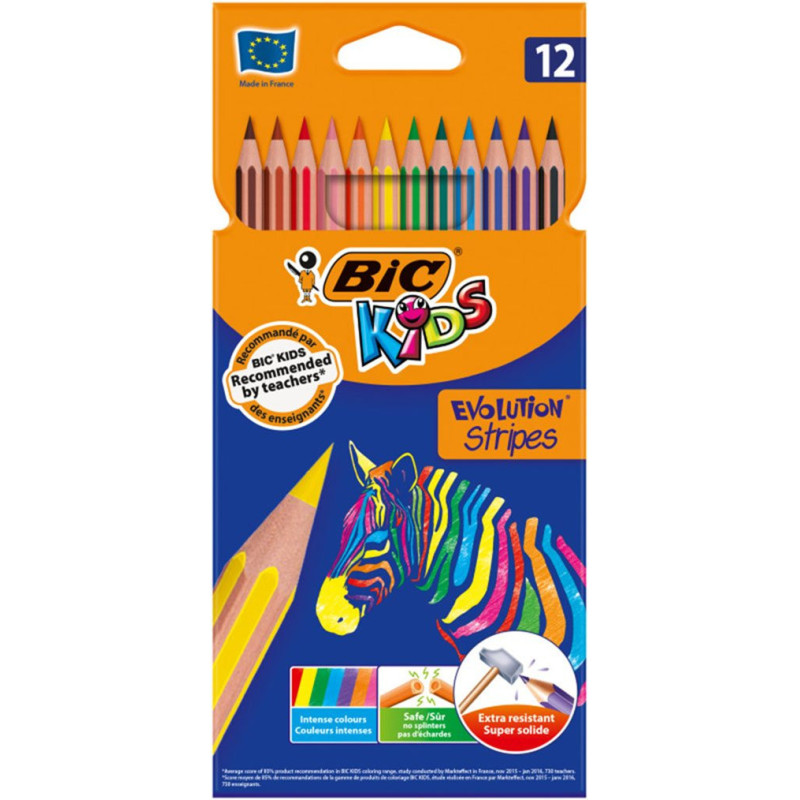 Kredki ołówkowe BIC KIDS Evolution Stripes 12 kolorów