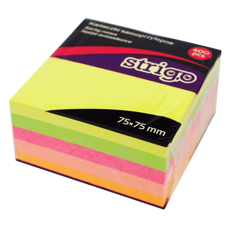Karteczki samoprzylepne 75x75 mm 400 kartek neonowych