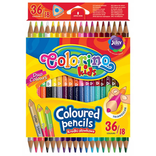 Kredki ołówkowe trójkątne 36 kolorów Colorino