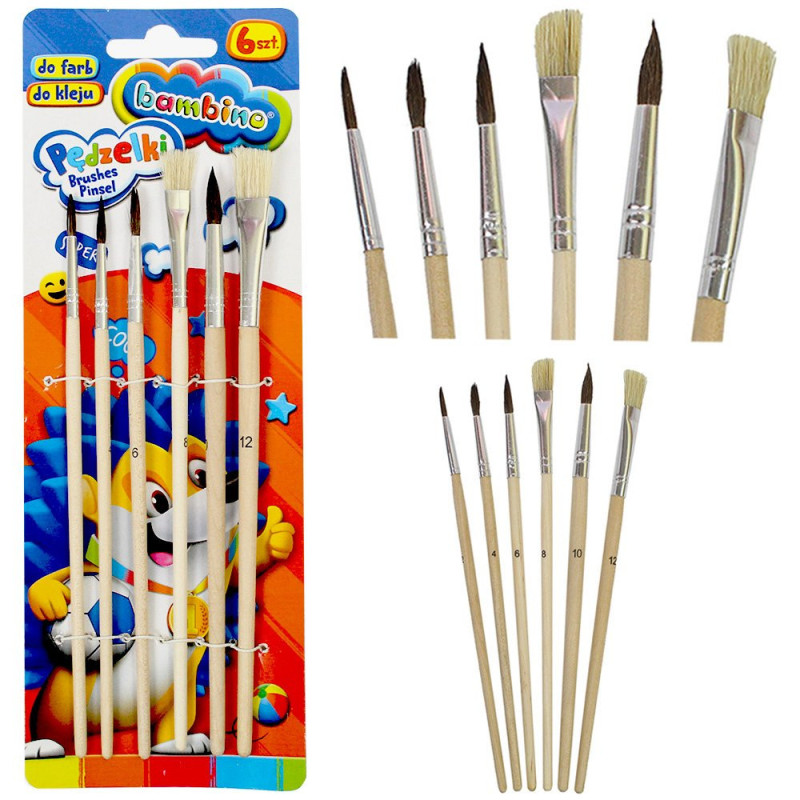 Pędzelki szkolne Bambino 6 sztuk