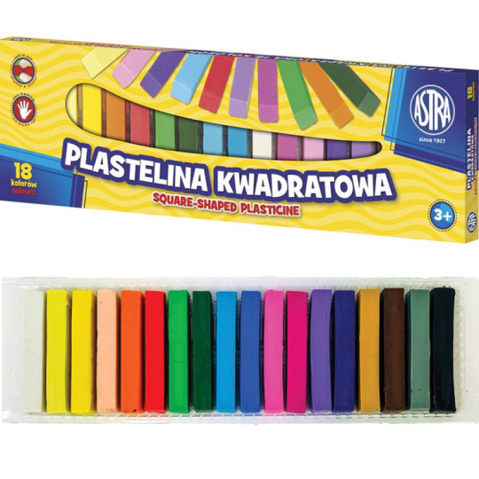 Plastelina kwadratowa Astra 18 kolorów