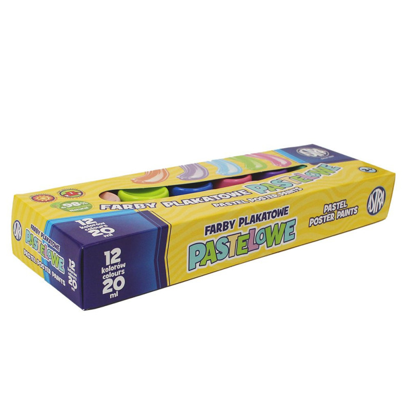 Farby plakatowe Pastelowe Astra 12 kolorów 20 ml