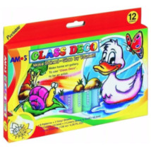 Farby witrażowe Glass Deco 12 kolorów blister AMOS