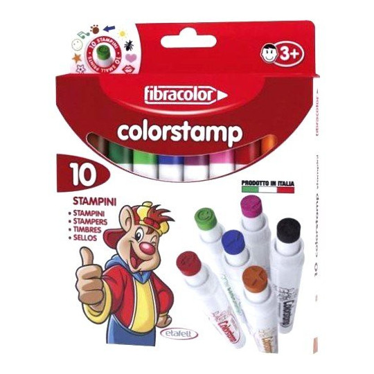 Pisaki mazaki stempelki 10 kolorów Fibracolor