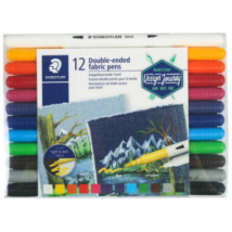 Markery dwustronne do tkanin Staedtler 12 kolorów