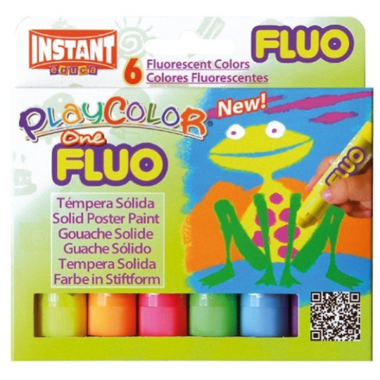 Farby tempera w sztyfcie 6 kolorów fluo PLAYCOLOR