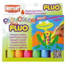 Farby tempera w sztyfcie 6 kolorów fluo PLAYCOLOR