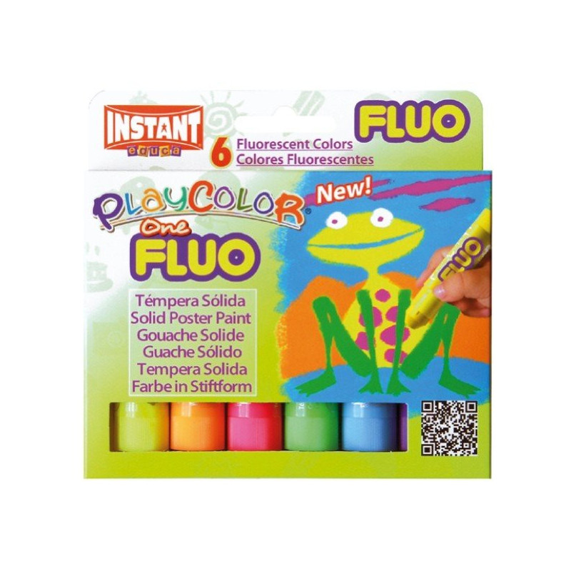 Farby tempera w sztyfcie 6 kolorów fluo PLAYCOLOR