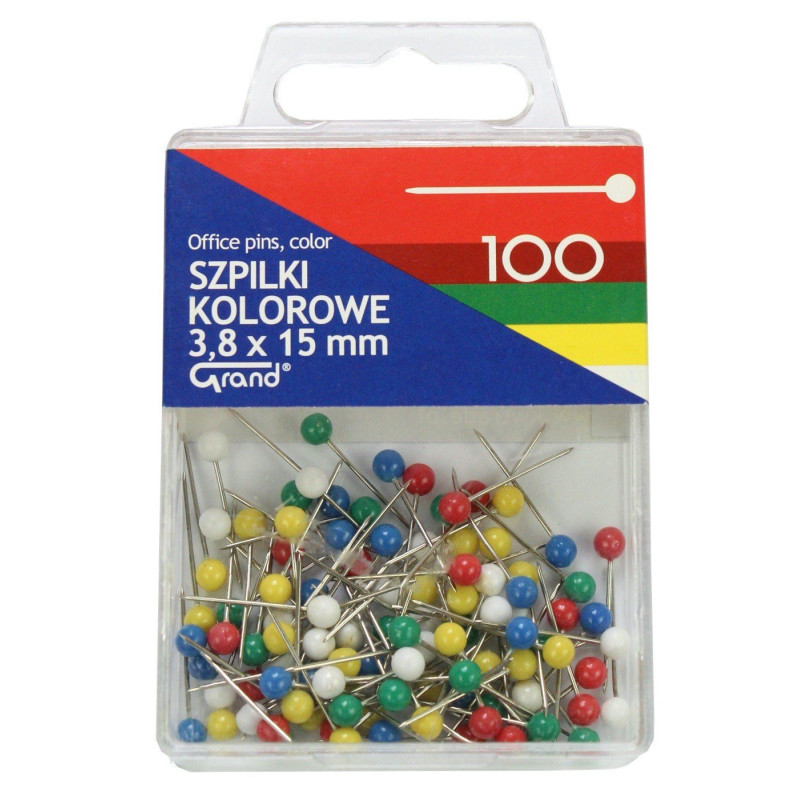 Szpilki kolorowe 15mm Grand 100 sztuk