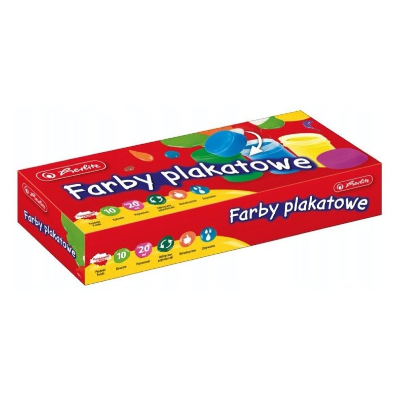 Farby plakatowe 10 kolorów Herlitz 20ml
