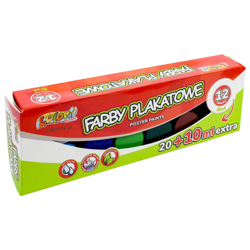 Farby plakatowe Kolori 12 kolorów / 30ml