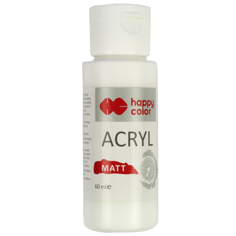 Farba akrylowa Matt 60 ml, piękna biel Happy Color