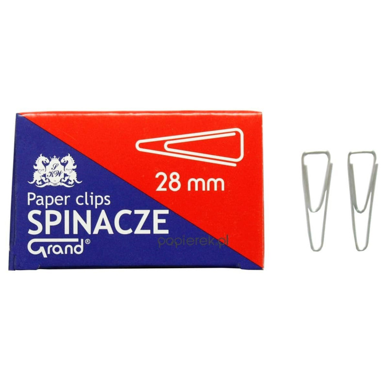 Spinacze trójkątne 28 mm, galwanizowane z wygiętym noskiem, 100 sztuk