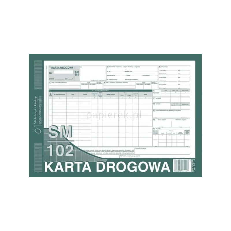 KARTA DROGOWA NUMEROWANA MICHALCZYK