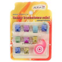 Taśma brokat mini 12mm x 1m Aliga 9 sztuk