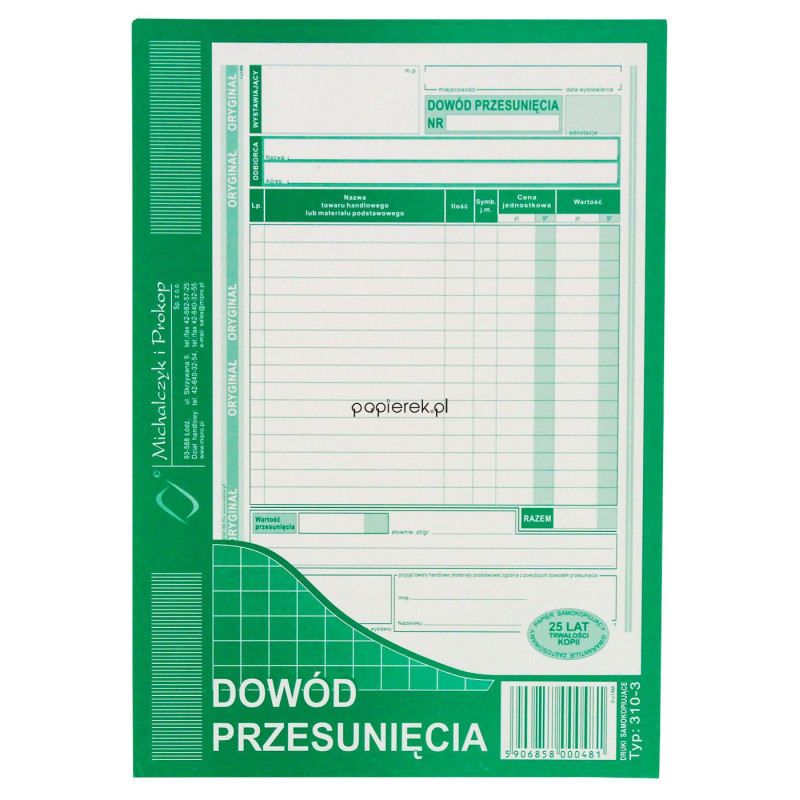 Dowód przesunięcia 310-3 Michalczyk i Prokop A5